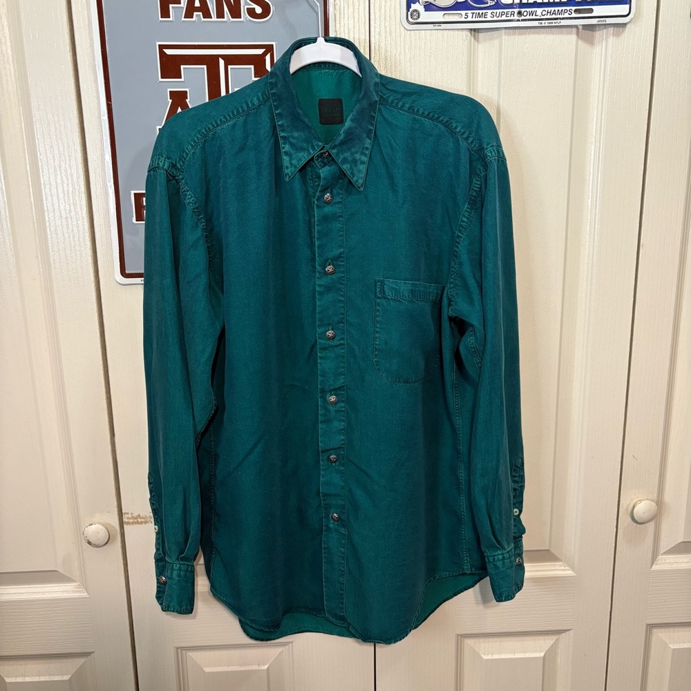 Acorn by Bob Goldfeder Men's Teal Button-Up Shirt